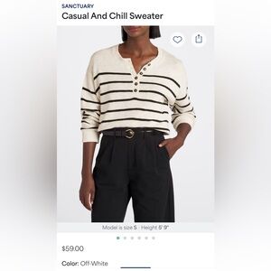 Sanctuary Casual and Chill Sweater- Off-White, Large